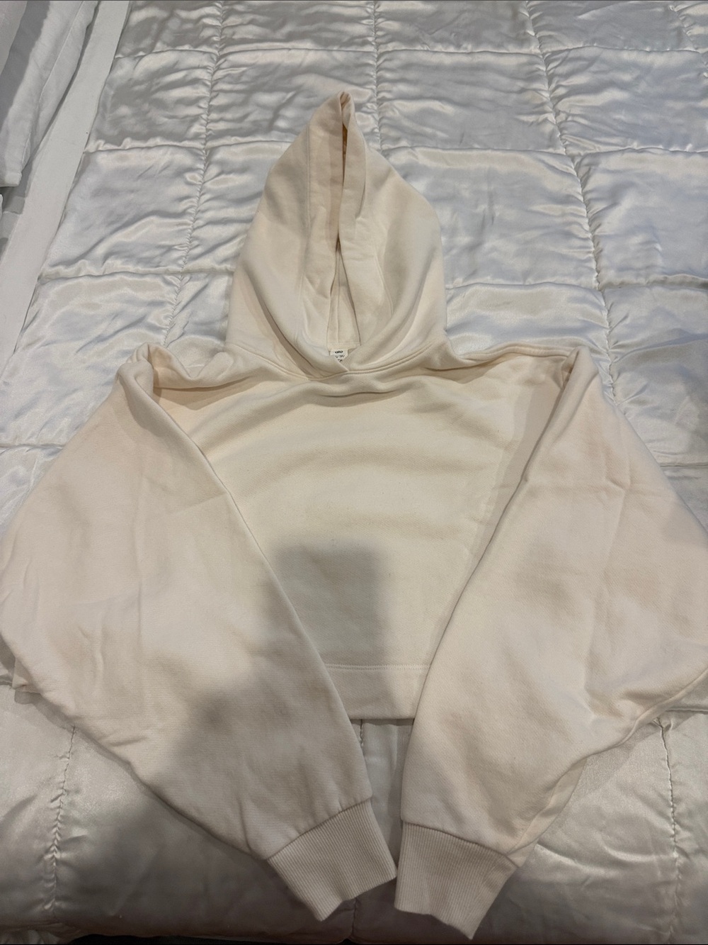 ALO Yoga Cropped Hoodie Sweater in Cream